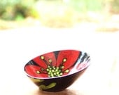 Floral Serving Bowl - Red Poppy Medium Off Center Bowl - Vibrant Red Poppy Pottery for Serving Home Decoration or Gift Giving  RP-298