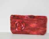 Small Felted Wool Clutch with Flower