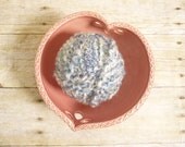 Heart Yarn Bowl Ceramic Handmade Wheel Thrown Pottery Honeysuckle Rose Pink
