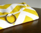 Jewelry Organizer  Roll Clutch for Travel - Yellow and White Chevron - Great Gift for Mom Sister Friend Woman