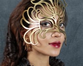 Leather mask in gold "Decaflor"