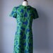 vintage 60s blue and green A Line dress // honeycomb dress