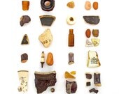 Amber Sea Glass and Beach China - 8 x 8 Beachcombing Photograph