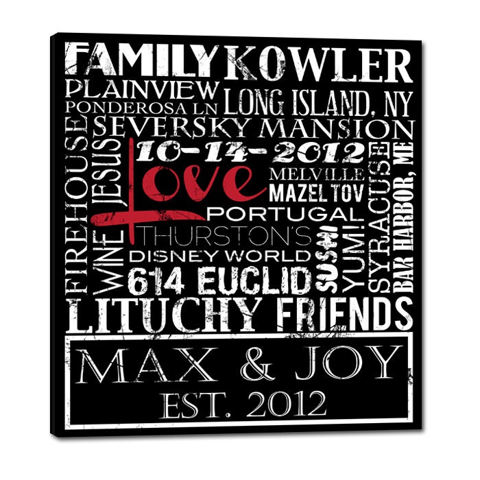 Customized Wedding Sign Typography "ELITE" Series Word Art Canvas art personalized Words and phrases wall art 30X40