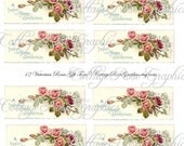 Large digital download collage Christmas Vintage Pink Victorian Roses ATC ACEO gift tags ECS buy 3 get one free