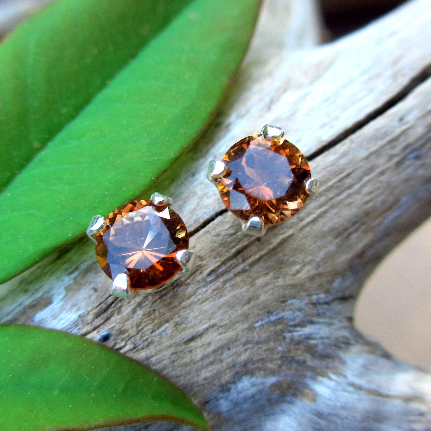 Brown Topaz Earrings in Sterling Silver, 5mm Studs, Lot 9
