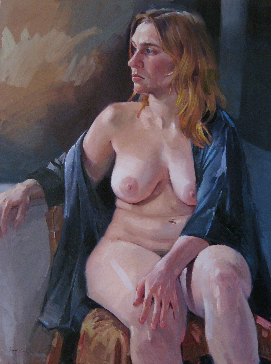 Figure painting nude woman portrait "Tahni" Original fine art by Sarah Sedwick 18x24in