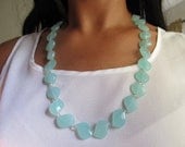Pale blue diamond shaped necklace