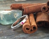 Gem stone wider band personalized stackable stacking ring ...hand stamped fine silver stacking rings.