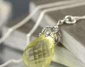 Faceted Lemon Citrine Gemstone necklace, November Birthstone