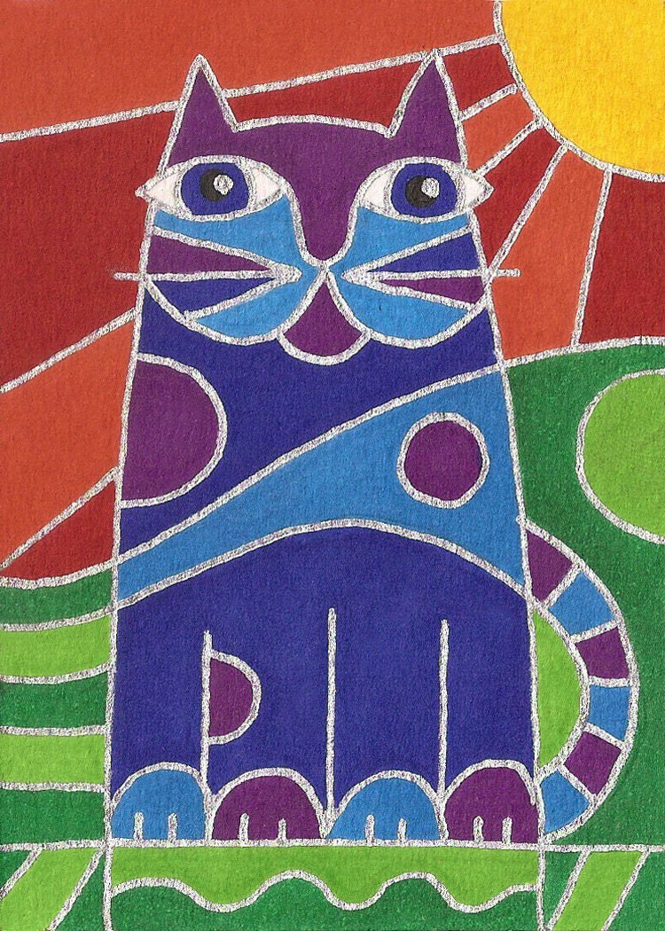 Pop Art Cat by David Venne 9 x 12 Needlepoint Canvas