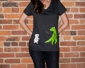 Polar Bear vs T-Rex Shirt V-Neck