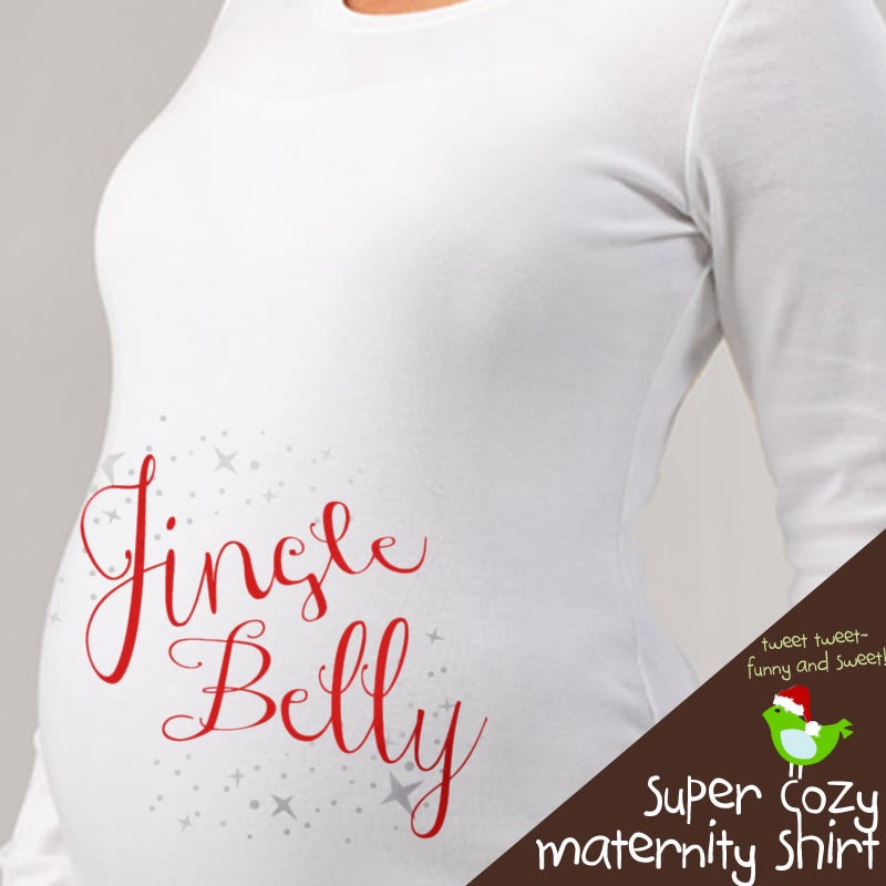 Christmas jingle belly whimsical maternity top LONG sleeve pregnancy shirt