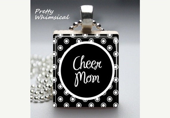 Cheer Mom Necklace / Scrabble Tile Pendant / Cheerleader Jewelry