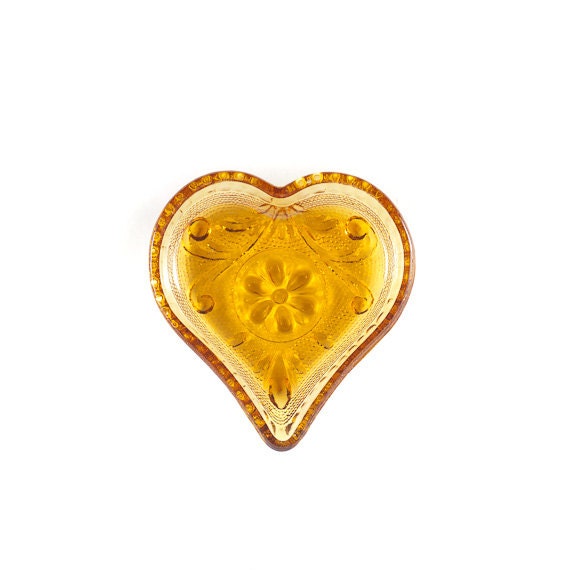 Vintage Amber Gold Indiana Tiara Glass-Heart Shaped Tray