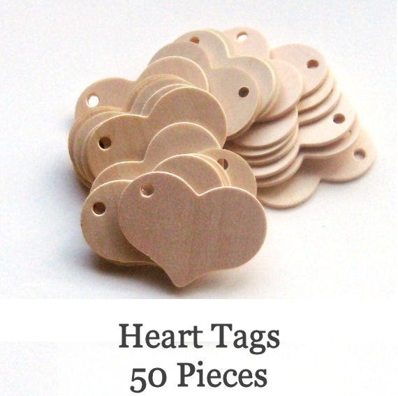 Unfinished Wooden Heart Tags - 2.25 inch x 1.75 inch - pack of 50