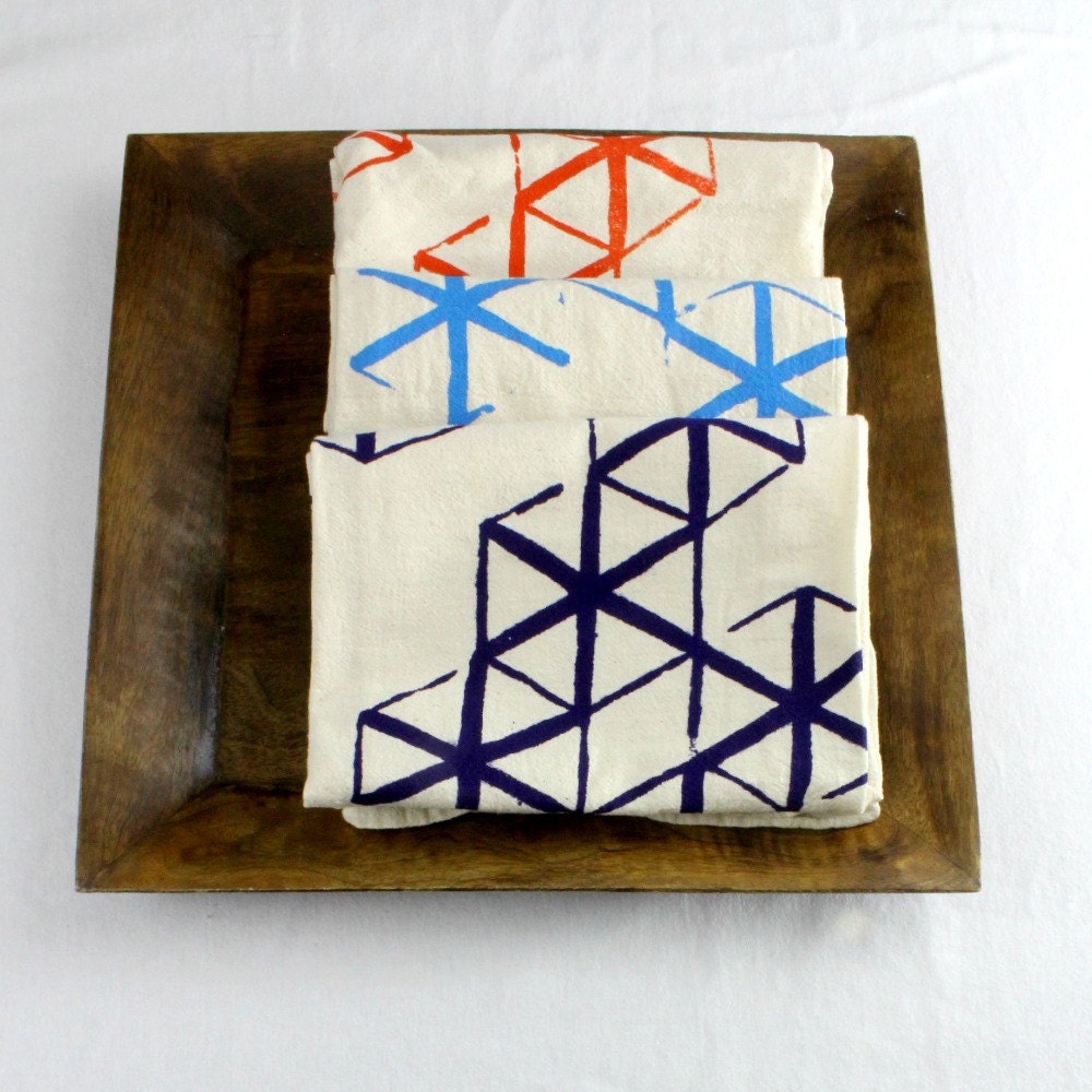 flour sack tea towels set of 3 hexagon print
