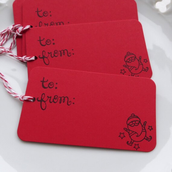 Santa Tags To From - Set of 6 Large Tags - Christmas Gift Tags Holiday Favor Tags Holiday Gift Wrap Christmas Santa Tags Il_570xn