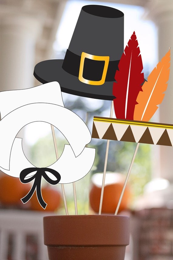 Thanksgiving Printable PHOTOBOOTH PROPS - EDITABLE Text Instant Download Il_570xn
