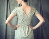 1950's Vintage Style Dress- Baby Blue Floral short sleeve, knee length dress