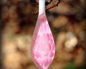 Pink and White Teardrop, Bella Glass Gold fume pendant