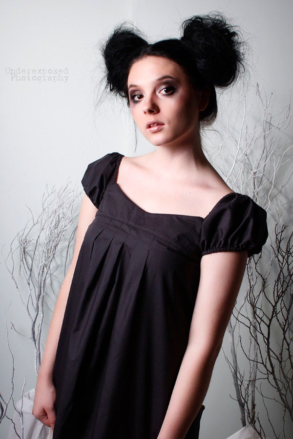 Tunic, Tunic Top, Tunic Black, Goth Loli, Punk Loli, Blouse, Shirt, Mini Dress--Custom Made--