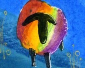 Rainbow Sheep Art Print Vermont Landscape