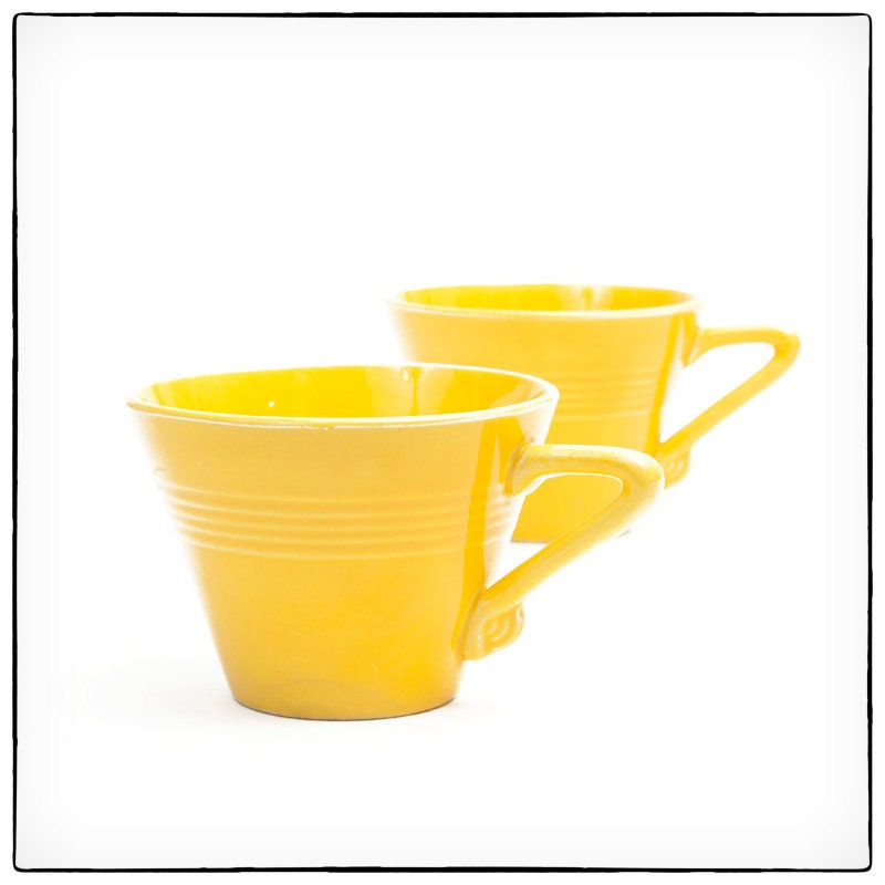 Pair of Cheery Yellow Teacups, vestiesteam - TheVintageRhino