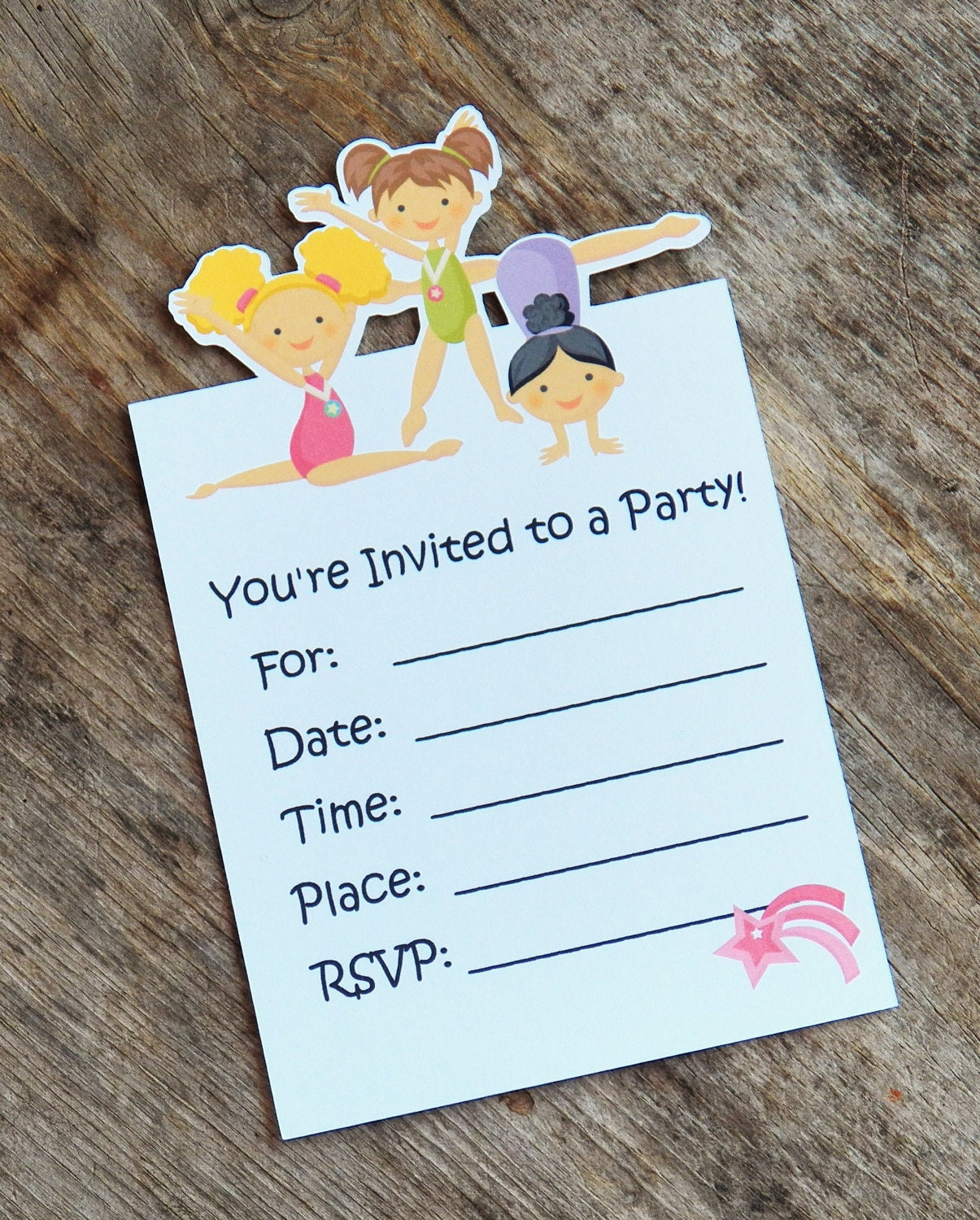 Gymnastics Party - Set of 8 Gym Girls Invitations by The Birthday House Il_170x135