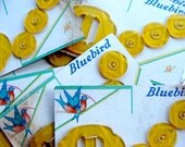 Antique Bluebird One Vintage Kitsch Bakelite Belt Buckle and Button set on Original Card