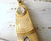 Vintage Steampunk Fusee Watch Pendant with Diamond and Moonstone Necklace