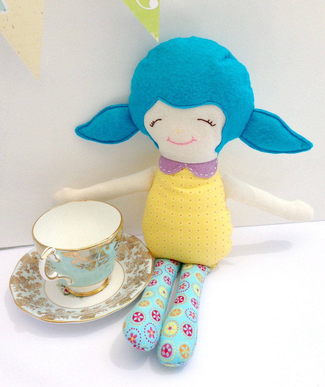 Fairy Blue felt Doll - Softy, Soft doll, Plush Doll, Soft Toy, Fabric Rag Doll, Eco-Friendly