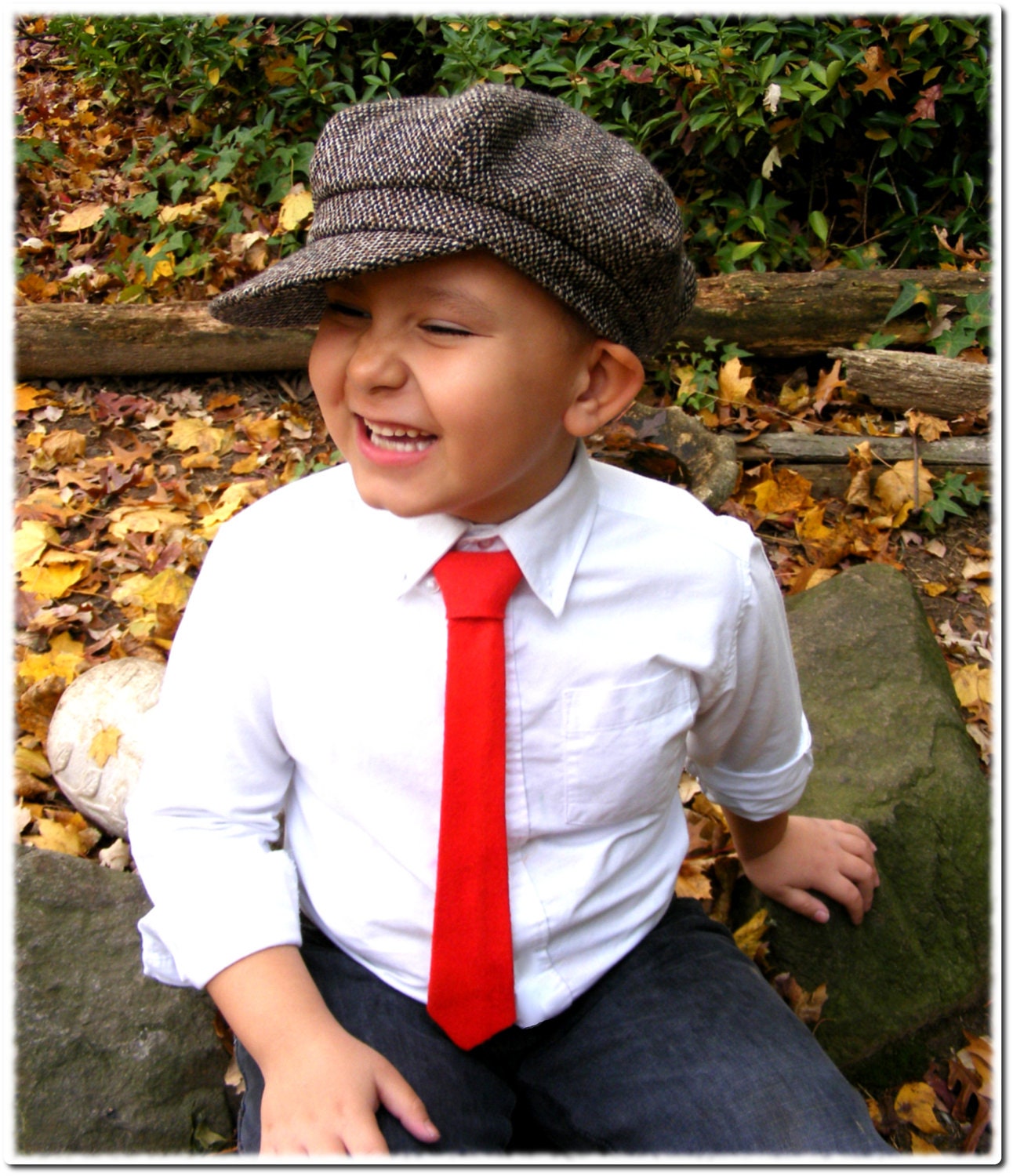 CUSTOM Boys Tie - Baby Tie - Toddler Tie Wool in Cypress Garden