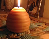 Beeswax Beehive Candle with Bees -- 3.25" x 3.25"