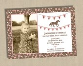 DIY Printable Pony Party Invitation Vintage Style, Shabby Chic - you pick your background