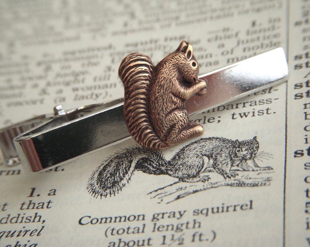 Squirrel Tie Clip Woodland Animal Silver Plated & Copper Victorian Vintage Inspired Men's Christmas Gifts Accessories