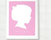 Modern Child Silhouette Color Block Print Girl or Boy - Custom Personalized Baby or Child Name Art - for Nursery or Kids Room - 11x14
