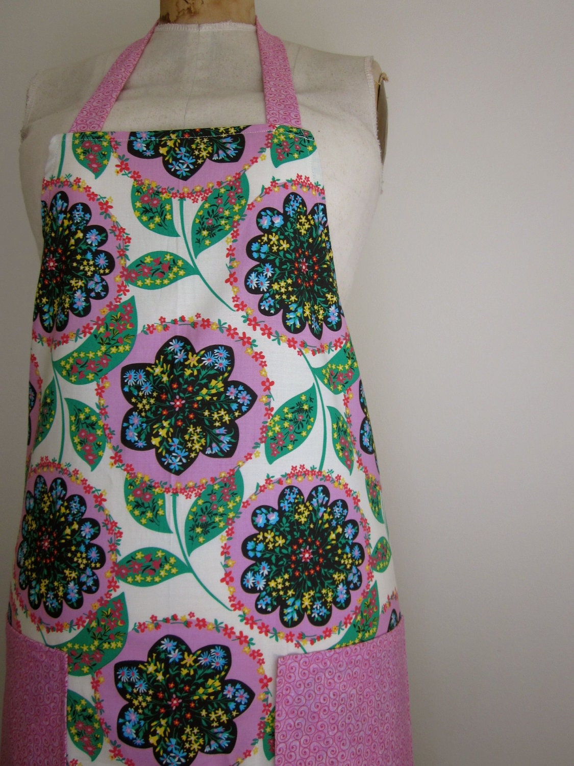 Amy Butler Floral and Pink Full Apron