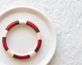 Oxblood. Soft Pink. Chocolate. Colorblock Stackable Thread Wrapped  Bangle - no. 508D