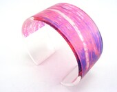 Fuchsia Pink Modern Bangle, Woodland Pattern, Bright Pink Birch Tree Bracelet