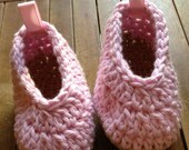 Pink Ballet Slipper Baby Booties, COTTON Baby Shoes, Made to ORDER
