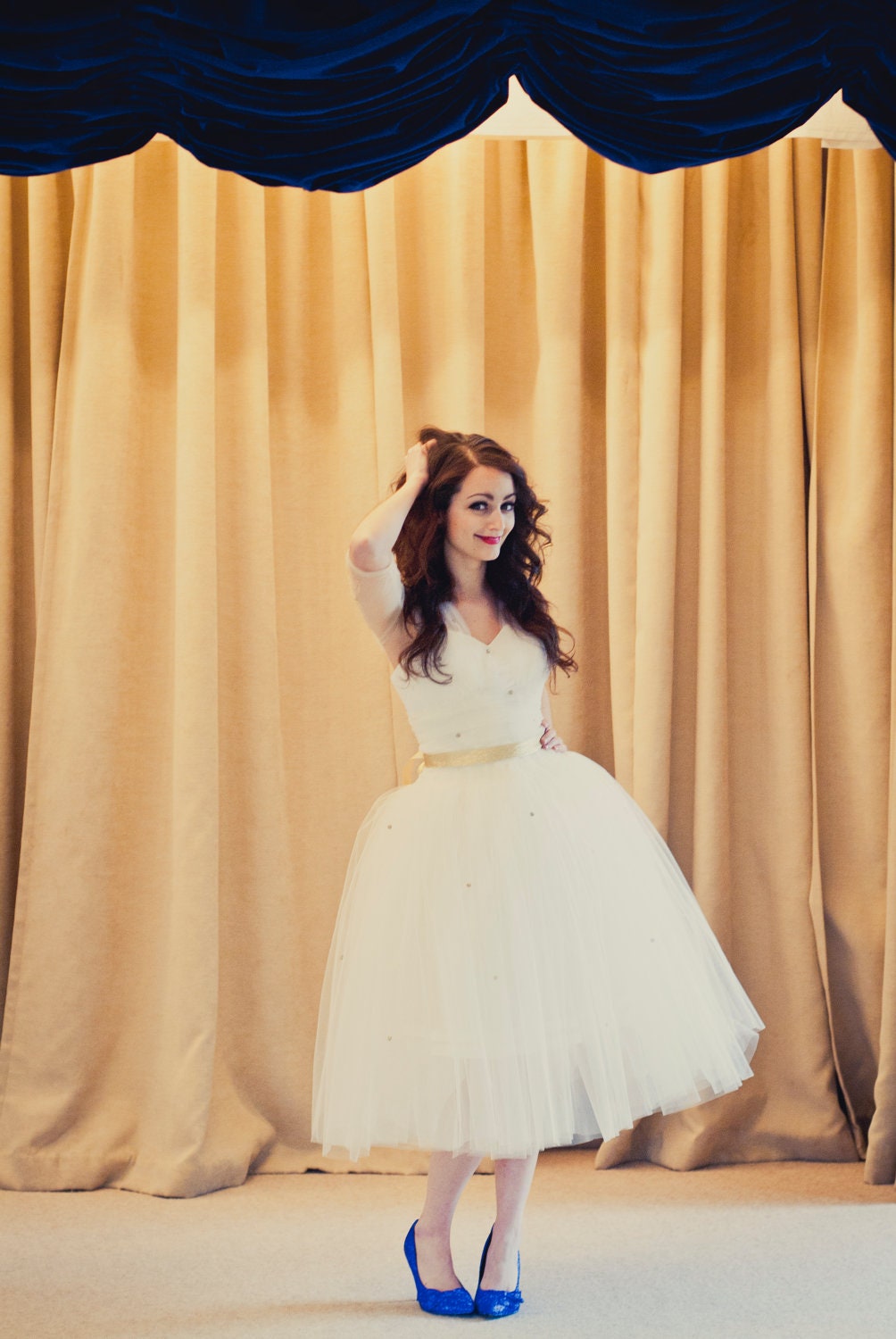 Beaded Sleeve Tulle Dress - Louisa
