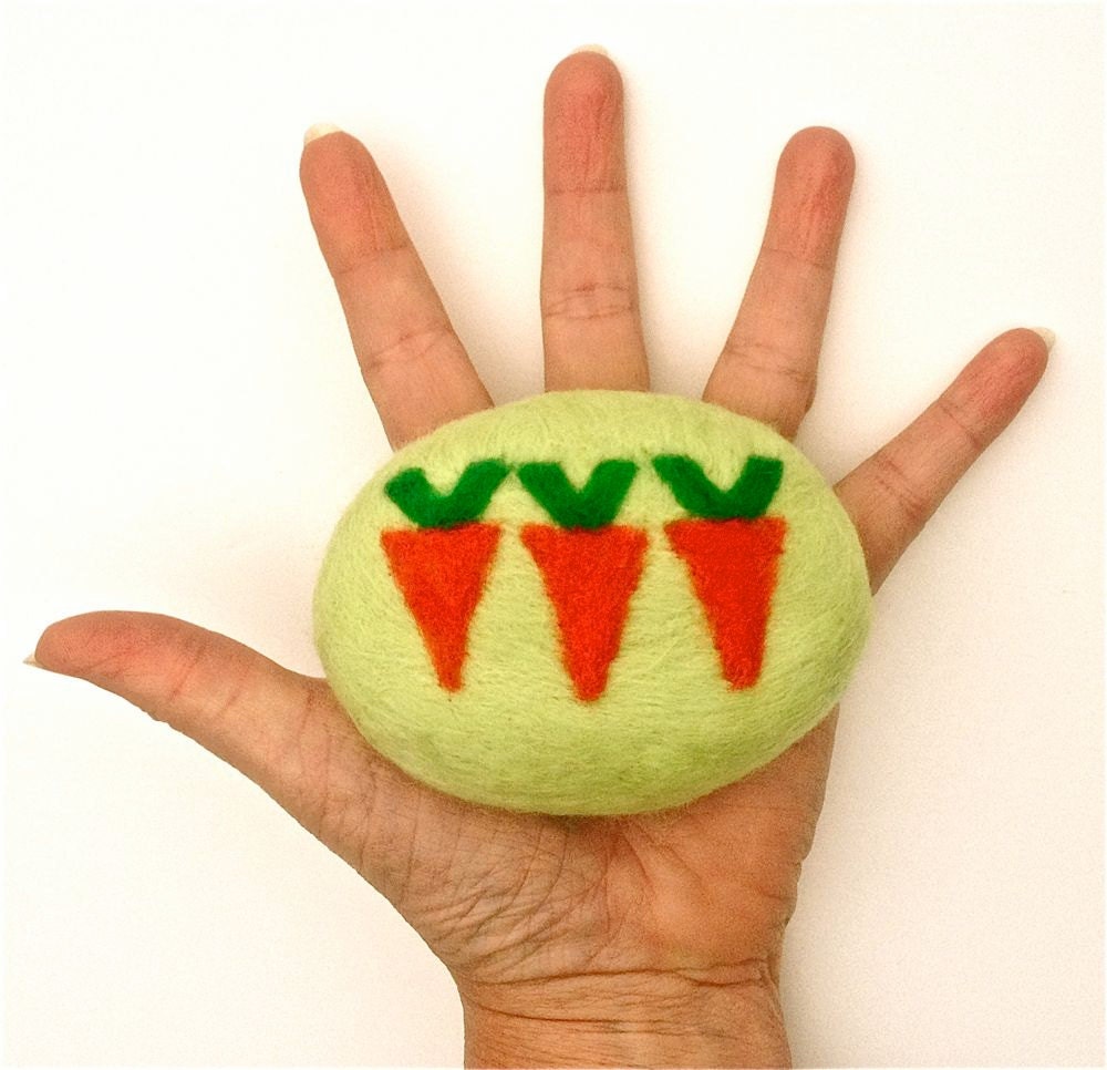 Felted Soap Spring Carrots Hostess Gift Handmade Shea Butter Coconut Lemongrass Geometric Chevron
