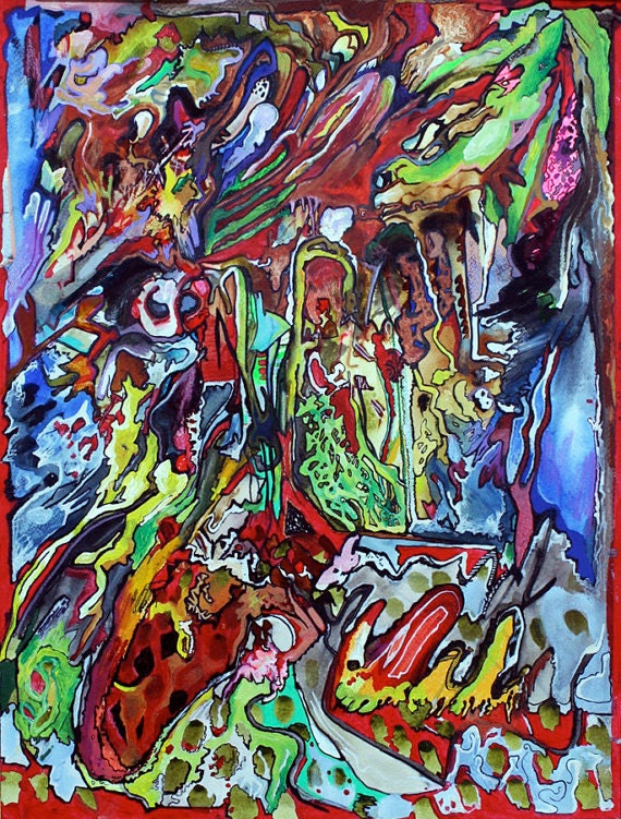 12x16 inch Giclee Print of Psychedelic Tree Progression Drawing