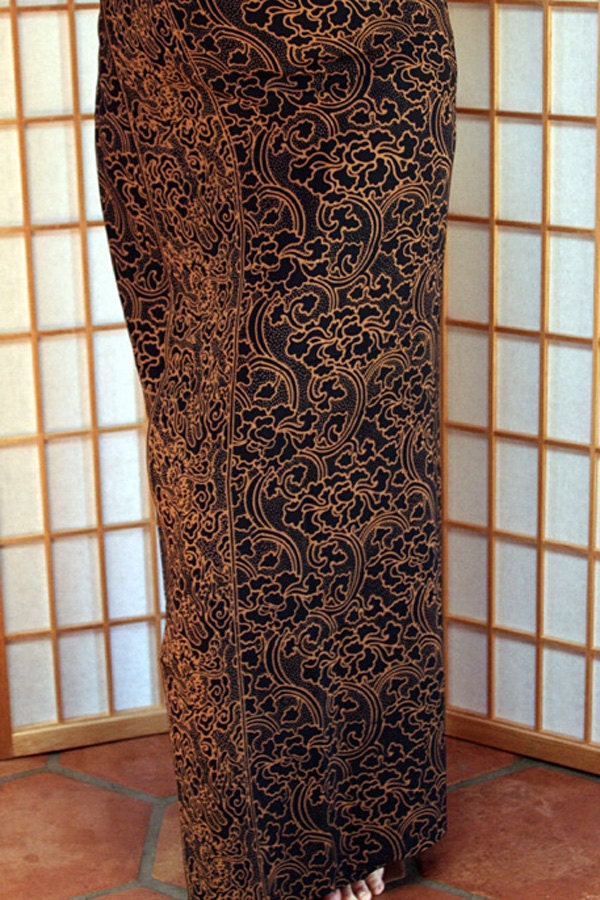 Sienna Brown and Black Sarong Beach Wrap Skirt Mens Clothing Batik Pareo Beachwear Swim and Surf Clothes Handmade Mens Sarong