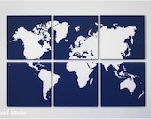 The World Map Large Original Painting - Screenprint in Acrylic on Canvas