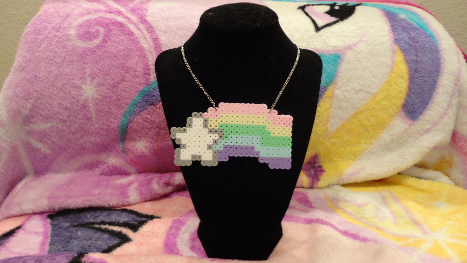 Kawaii Fairy Kei Shooting Star Pixel Perler Necklace