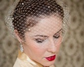 Birdcage veil with pearls, bridal birdcage veil, bridal veil