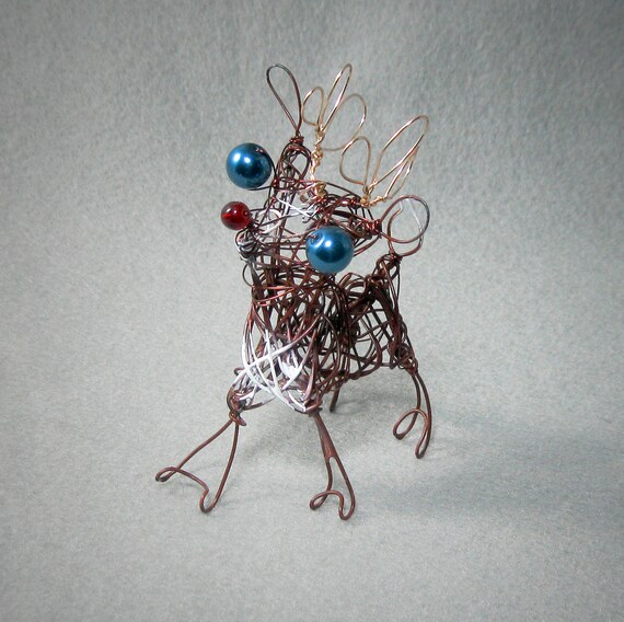 Wire Reindeer Decoration by WireArtInk on Etsy