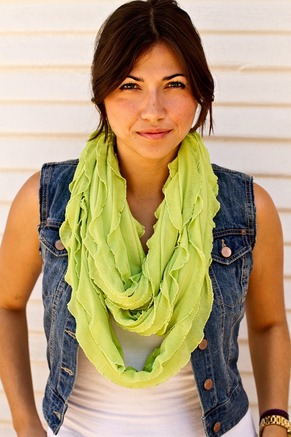 Infinity Ruffle Scarf Chartreuse
